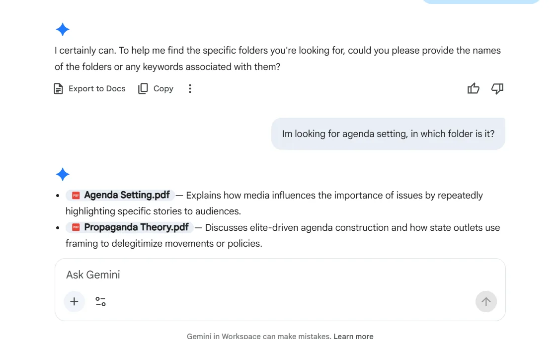 Google Drive Ask Gemini AI