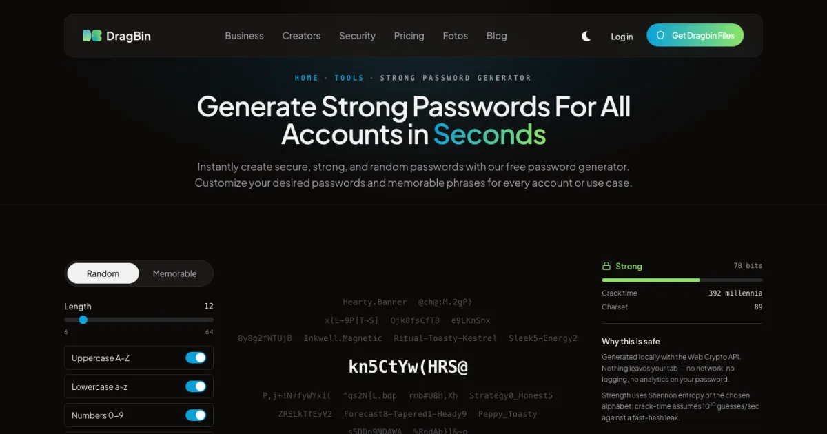 Strong Password Generator - Create Secure Random Passwords